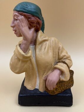 Vintage 1968 David Kaplan Chalkware Figurine Whispering Woman Sculpture 6"